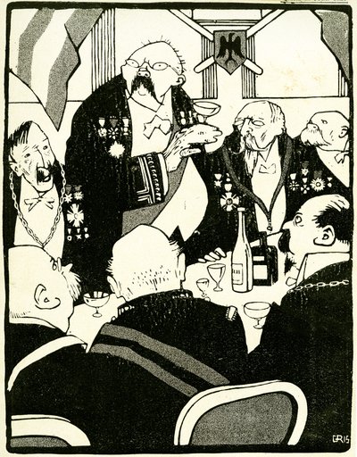 European leaders make a toast during a conference, 1908 by Juan Gris